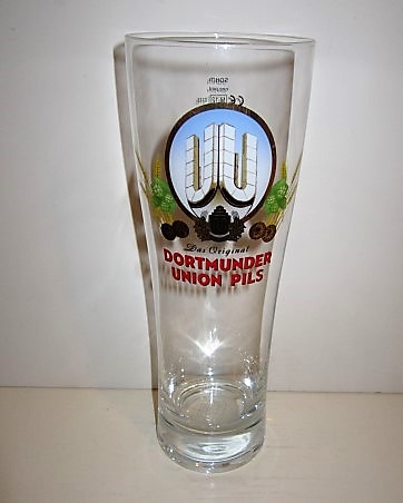 beer glass from the Dortmunder Union  brewery in Germany with the inscription 'Dortmunder Union Pils Das Original'