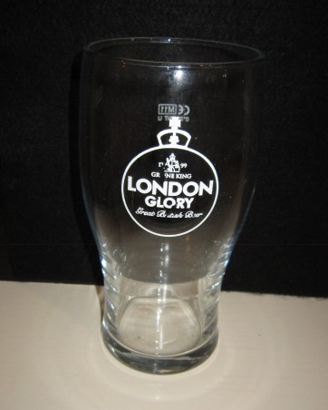 beer glass from the Greene King brewery in England with the inscription 'Greene King London Glory Great British Beer'