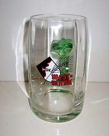 beer glass from the WestMark brewery in Germany with the inscription 'GK West Mark'