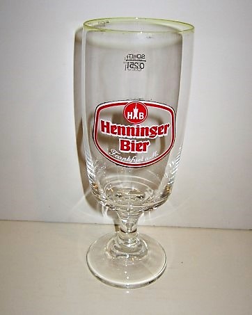 beer glass from the Henninger brewery in Germany with the inscription 'HB Henninger Bier'
