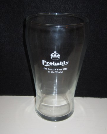 beer glass from the Carlsberg brewery in Denmark with the inscription 'Probbably The Best 18 Year Old In The World'