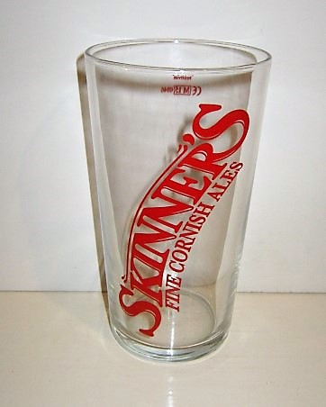 beer glass from the Skinner's  brewery in England with the inscription 'Skinners Fine Cornish Ales'