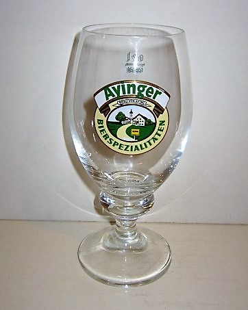 beer glass from the Ayinger brewery in Germany with the inscription 'Aylinger Bierspezialitaten, Brau Von Ayling'