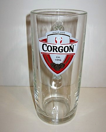 beer glass from the Heineken Slovensko brewery in Slovakia with the inscription 'Corgon Zal 1896 Svetle Pivo'