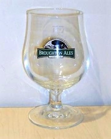 beer glass from the Broughton Ales brewery in Scotland with the inscription 'Brewed In The Scottish Borders Broughton Ales Limited'