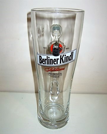 beer glass from the Berliner Kindl  brewery in Germany with the inscription 'Seit 1872 Berliner Kindl Pilsner Premium'