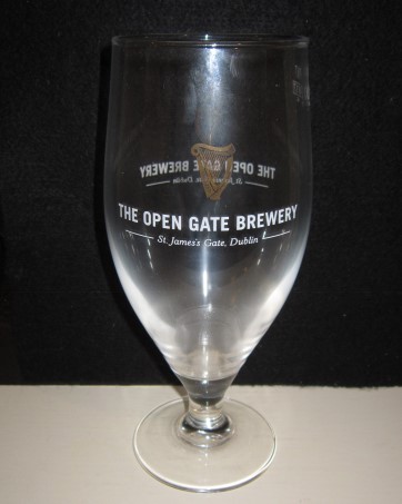 beer glass from the Guinness  brewery in Ireland with the inscription 'The Open Gate Brewery St James's Gate Dublin'