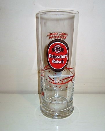 beer glass from the Heinrich Reissdorf brewery in Germany with the inscription 'Reissdorf Kolsch Kolu marathon 2017'