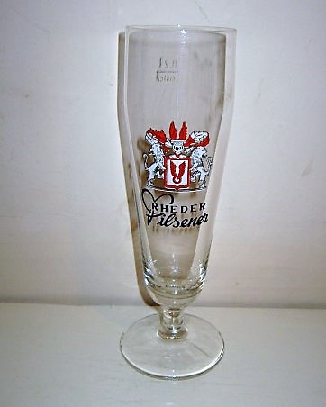 beer glass from the Schlossbrau Rheder brewery in Germany with the inscription 'Rheder Pilsener'