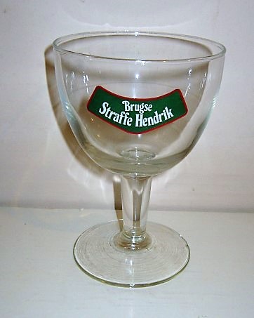 beer glass from the De Halve Maan brewery in Belgium with the inscription 'Brugse Straffe Hendrik'