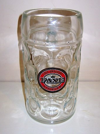 beer glass from the Faxe  brewery in Denmark with the inscription 'Faxe, Faxe Bryggeri Premium'