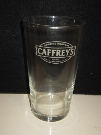 beer glass from the Caffrey's brewery in Northern Ireland with the inscription 'Caffrey's Genuine Draught EST 1897'