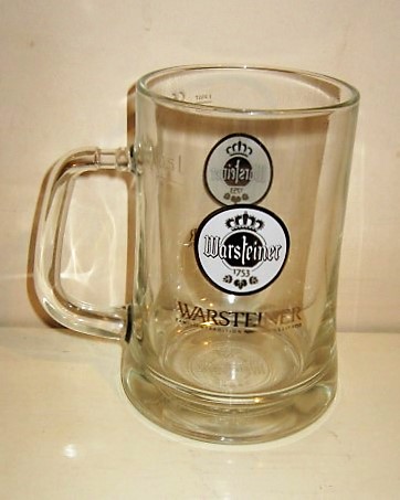 beer glass from the Warsteiner brewery in Germany with the inscription 'Warsteiner 1753 Familientradition Seit 1753'