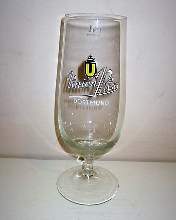 beer glass from the Dortmunder Union  brewery in Germany with the inscription 'Union Pils Dortmund'