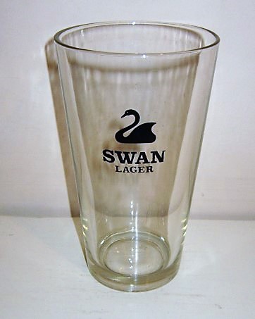 beer glass from the Swan brewery in Australia with the inscription 'Swan Lager'