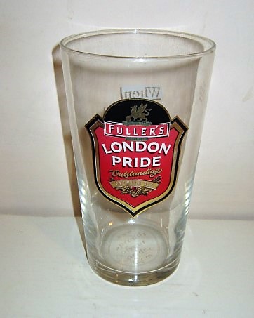 beer glass from the Fuller's brewery in England with the inscription 'Fuller's London Pride Outstanding Premium ale, Griffen Brewery Chiswick'
