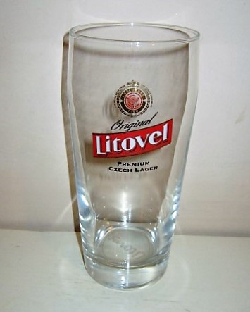 beer glass from the Litovel brewery in Czech Republic with the inscription 'Litovel Original Czech Lager'