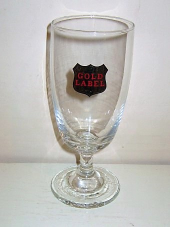 beer glass from the Bass  brewery in England with the inscription 'Gold Label'