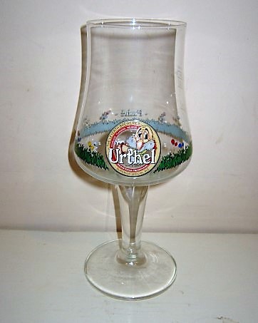 beer glass from the Palm brewery in Belgium with the inscription 'Urthel Since 2000, The Leyerth Breweries Superior AleRuiselede Flanders Belgium Registered Trademark'