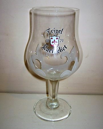 beer glass from the Bosteels  brewery in Belgium with the inscription 'Triple Karmeliet 1679'