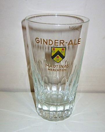 beer glass from the Ginder/Martinas brewery in Belgium with the inscription 'Ginder Ale, Martinas Merchtem'