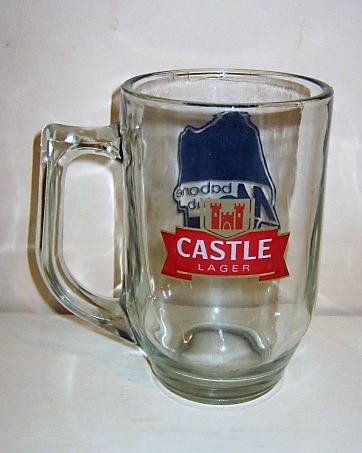 beer glass from the Castle Larger brewery in South Africa with the inscription 'Castle Lager'