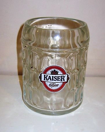 beer glass from the Aktiengesellschaft  brewery in Austria with the inscription 'Kaiser Bier Osterreichische Brau Tradition Premium Qualitat'
