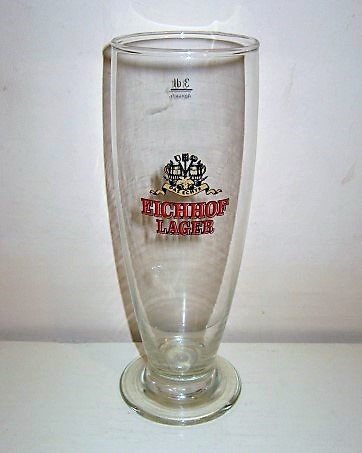 beer glass from the Eichhof  brewery in Switzerland with the inscription 'Eichhof Lager Das Echte'