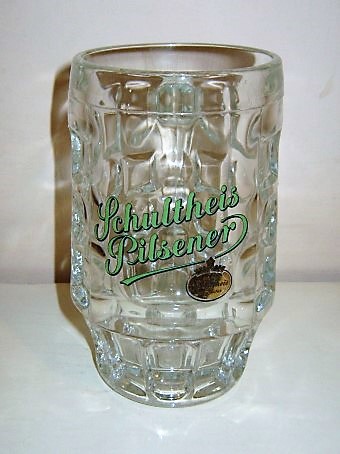 beer glass from the Weissenthurm Koblenz brewery in Germany with the inscription 'Schultheis pilsener'