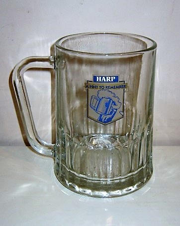 beer glass from the Guinness  brewery in Ireland with the inscription 'Harp, A Pint To Remember'