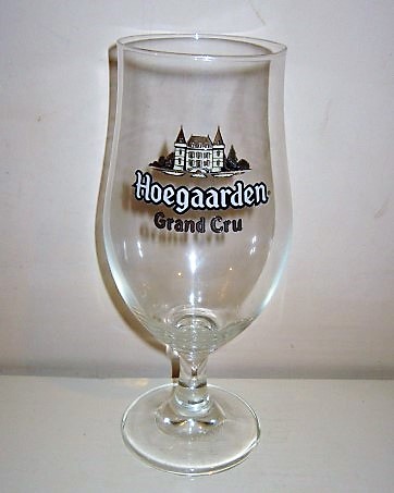 beer glass from the Hoegaarden  brewery in Belgium with the inscription 'Hoegaarden Gran Cru'