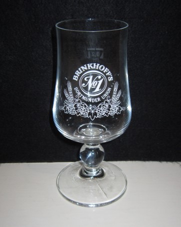 beer glass from the Brinkhoff's brewery in Germany with the inscription 'Brinkhoff's No 1 Dortmunder Union'