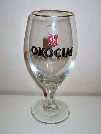 beer glass from the Okocim brewery in Poland with the inscription 'Okocim'