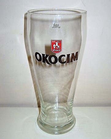 beer glass from the Okocim brewery in Poland with the inscription 'Okocim'