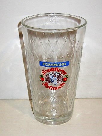 beer glass from the Kelterei Possmann brewery in Germany with the inscription 'Possmann Frankfurter Apfelwein'
