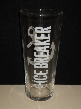 beer glass from the Greene King brewery in England with the inscription 'Icebraker Pale Ale'