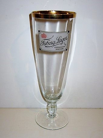 beer glass from the Tuborg brewery in Denmark with the inscription 'Tuborg Lager Copenhagen Denmark'