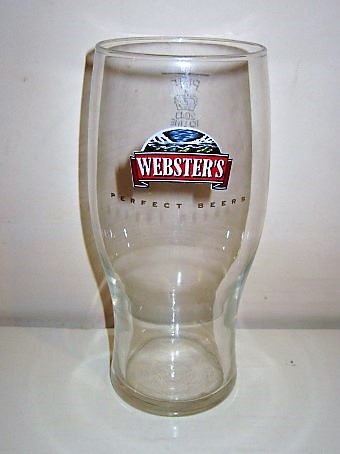 beer glass from the Webster's brewery in England with the inscription 'Webster's Perfect  Beers'