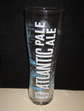 beer glass from the Sharp's brewery in England with the inscription 'Atlantic Pale Ale Sharp's Brewery Established 1994'
