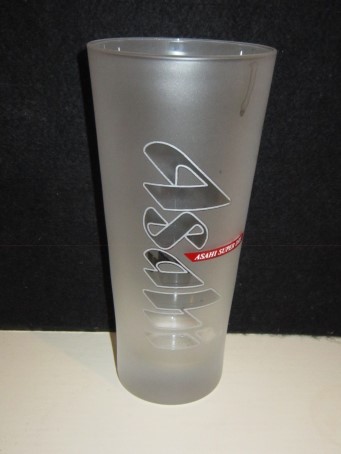 beer glass from the Asahi brewery in Japan with the inscription 'Asahi, Asahi Super Dry'