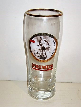 beer glass from the  Haacht brewery in Belgium with the inscription 'Primus Haacht De Van Vlaaderen Le Tour Des Flanders 1919 H.Van Lerberghe'