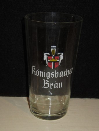 beer glass from the Konigsbacher brewery in Germany with the inscription 'Konigsbacher Brau'