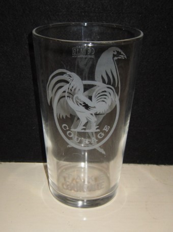 beer glass from the Courage brewery in England with the inscription 'Courage, Take Courage '