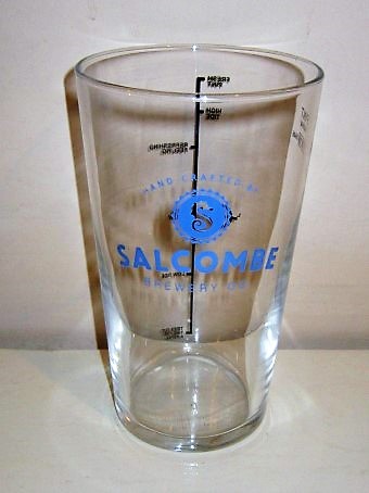 beer glass from the Salcombe brewery in England with the inscription 'Hand Crafted By Salcombe Brewery Co'