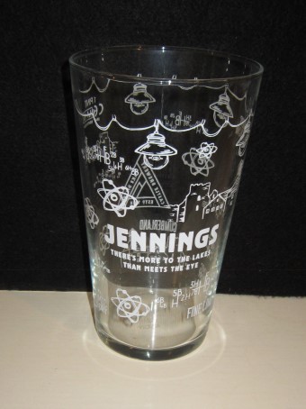 beer glass from the Jennings brewery in England with the inscription 'Jennings Thers's More To The Lakes Than Meets The Eye, '