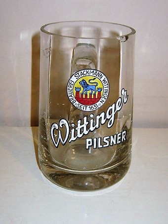 beer glass from the Wittinger  brewery in Germany with the inscription 'Wittinger Pilsner Brauerei Stackmann Wittingen Seit 1631'