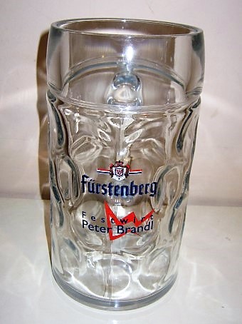 beer glass from the Furstenberg  brewery in Germany with the inscription 'Furstenberg Festwirt Peter Brandl'
