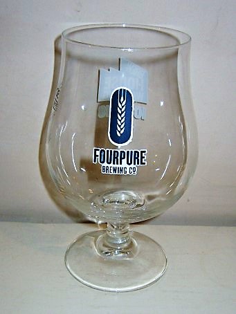 beer glass from the Fourpure brewery in England with the inscription 'Fourpure Brewing Co'