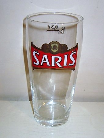 beer glass from the Saris brewery in Slovakia with the inscription 'Saris'