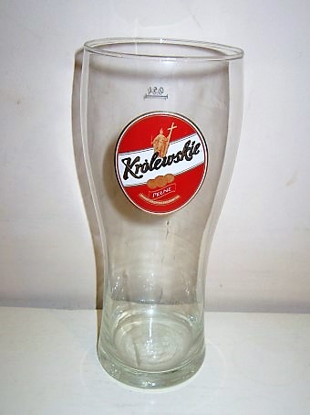 beer glass from the Warka brewery in Poland with the inscription 'Krolewskie'